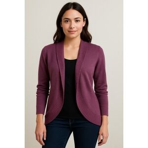 Coldwater Creek Women's Purple Open Front Cardigan Merino Wool Blend Small 8